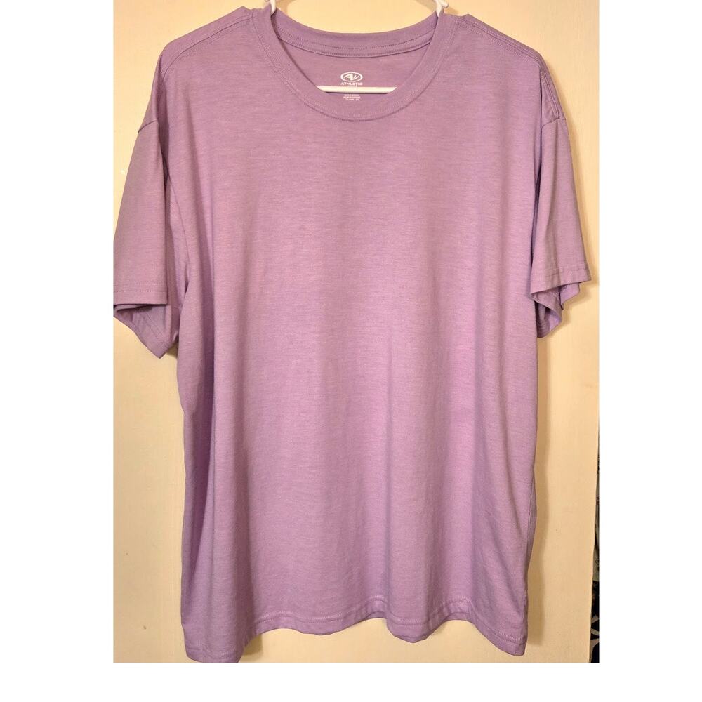 Athletic Works Lavender Lilac Crew Neck T-Shirt Tee Top Cotten Blend- Size L